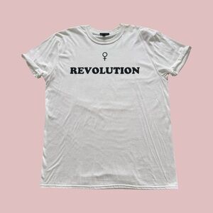 Topshop White Short Sleeve Revolution Tee 100% Cotton